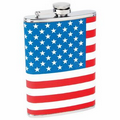 8 Oz. Stainless Steel Flask w/ American Flag Wrap